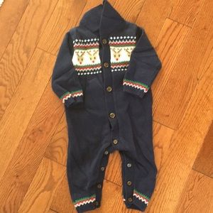 Baby Gap navy sweater romper size 6-12m